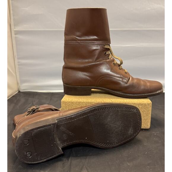 Kanon Brown Leather Military Boots 2-Buckle Sz 40 Mens 7.5 Womens 9 VTG 1960s main image 9